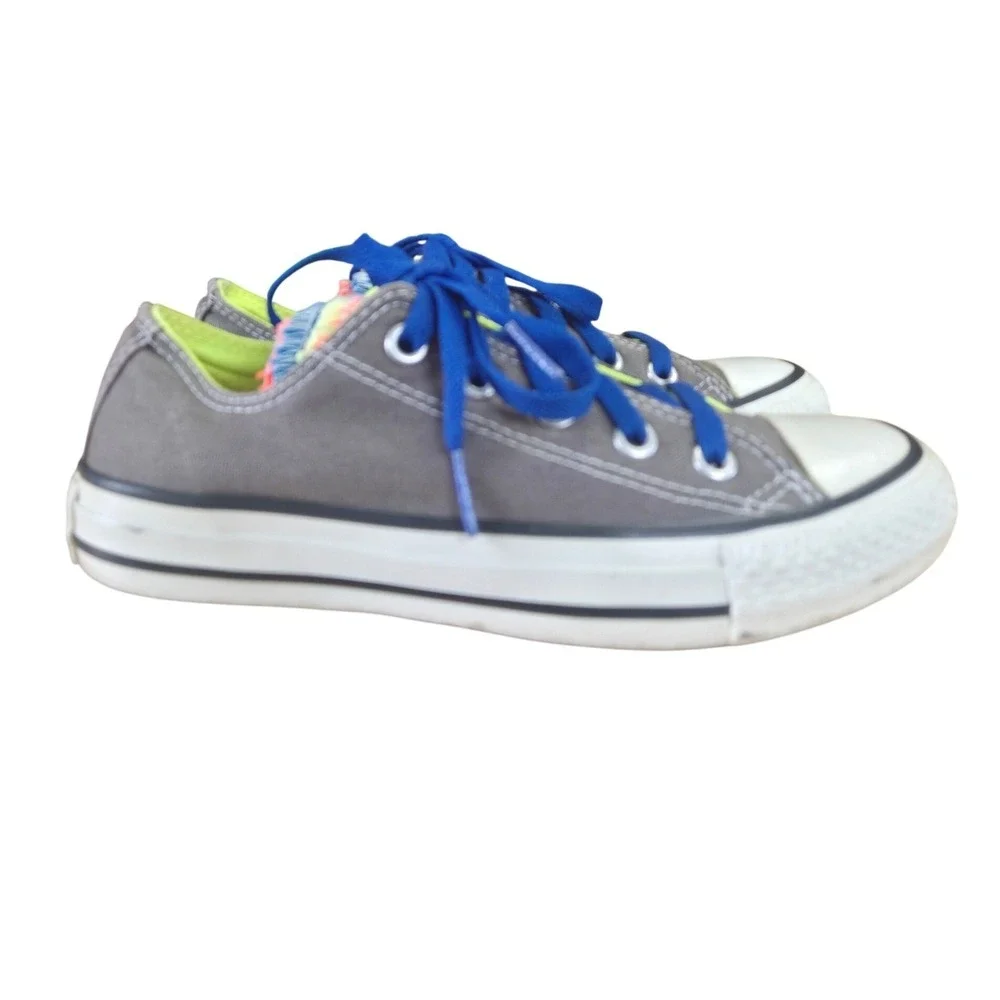 Converse Chuck Taylor All Star Low Grey Neon Blue Kids Size 3 140074F